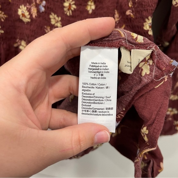 Madewell Lucie Smocked Square Neck Cotton Peplum Top Floral Long Sleeve - Picture 7 of 9